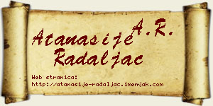 Atanasije Radaljac vizit kartica